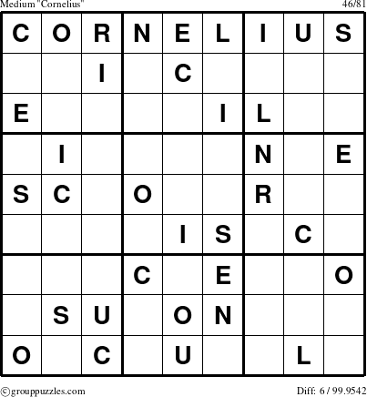 The grouppuzzles.com Medium Cornelius puzzle for 
