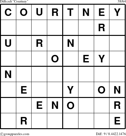 The grouppuzzles.com Difficult Courtney puzzle for 