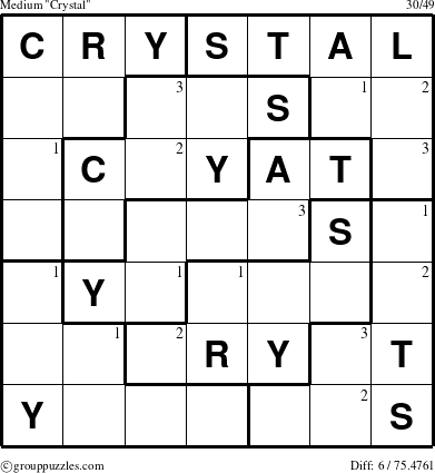 The grouppuzzles.com Medium Crystal puzzle for  with the first 3 steps marked