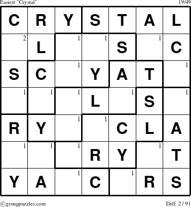 The grouppuzzles.com Easiest Crystal puzzle for  with the first 2 steps marked