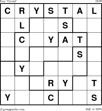The grouppuzzles.com Easy Crystal puzzle for 