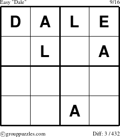 The grouppuzzles.com Easy Dale puzzle for 