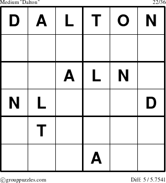 The grouppuzzles.com Medium Dalton puzzle for 