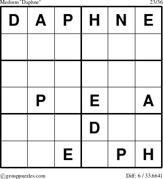 The grouppuzzles.com Medium Daphne puzzle for 