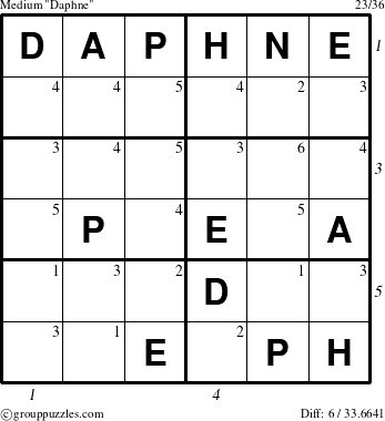 The grouppuzzles.com Medium Daphne puzzle for  with all 6 steps marked