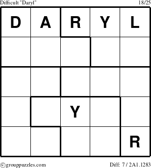 The grouppuzzles.com Difficult Daryl puzzle for 