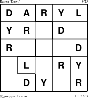 The grouppuzzles.com Easiest Daryl puzzle for 