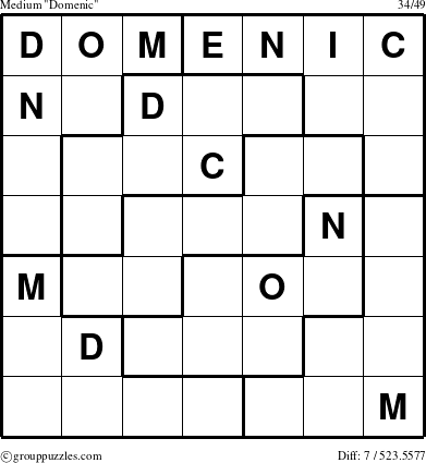 The grouppuzzles.com Medium Domenic puzzle for 