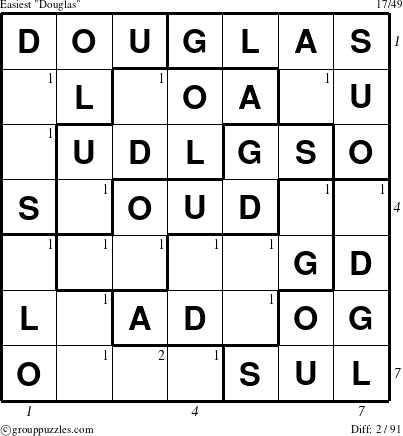 The grouppuzzles.com Easiest Douglas puzzle for  with all 2 steps marked