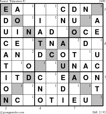 The grouppuzzles.com Easiest Education-X-c1 puzzle for  with all 2 steps marked