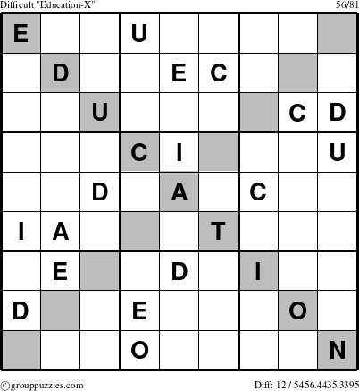 The grouppuzzles.com Difficult Education-X-d1 puzzle for 