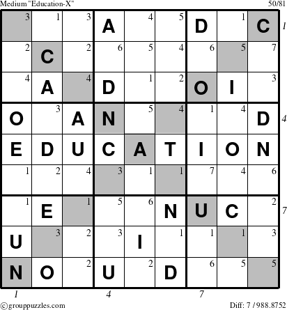 The grouppuzzles.com Medium Education-X-r5 puzzle for  with all 7 steps marked