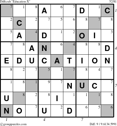 The grouppuzzles.com Difficult Education-X-r5 puzzle for  with all 9 steps marked