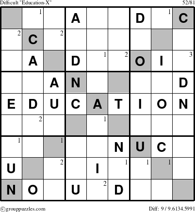 The grouppuzzles.com Difficult Education-X-r5 puzzle for  with the first 3 steps marked