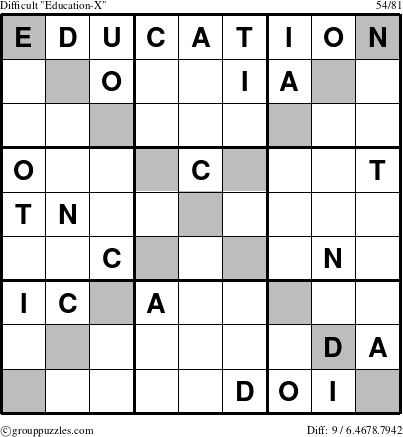 The grouppuzzles.com Difficult Education-X puzzle for 