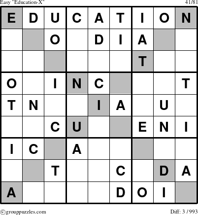 The grouppuzzles.com Easy Education-X puzzle for 