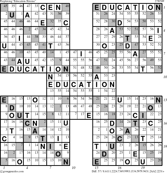 The grouppuzzles.com Perplexing Education-Xtreme puzzle for  with all 57 steps marked