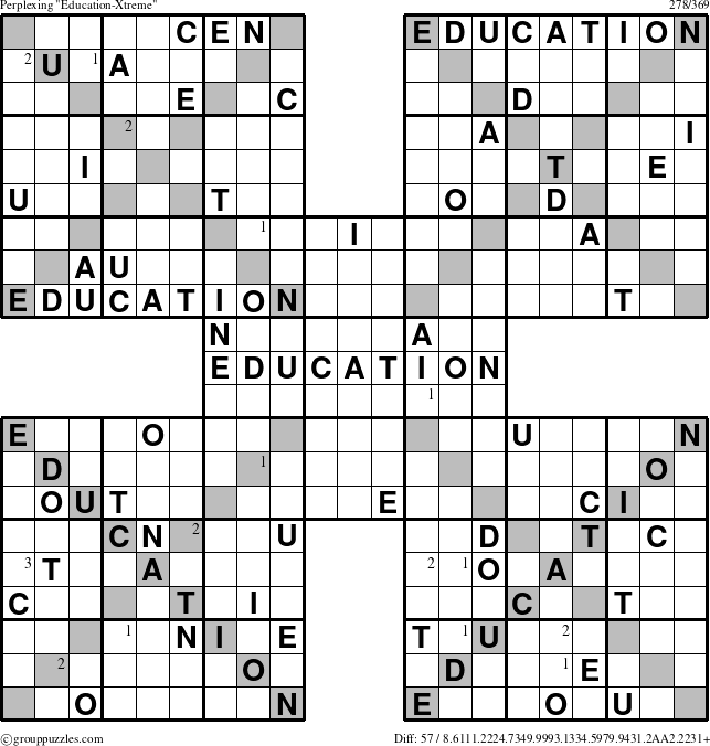 The grouppuzzles.com Perplexing Education-Xtreme puzzle for  with the first 3 steps marked