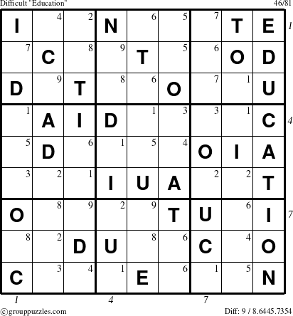The grouppuzzles.com Difficult Education-c9 puzzle for  with all 9 steps marked
