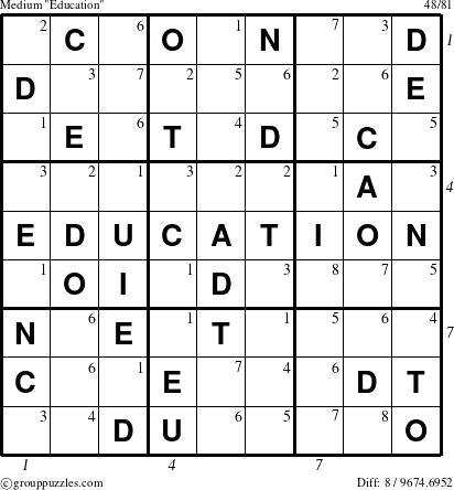 The grouppuzzles.com Medium Education-r5 puzzle for  with all 8 steps marked