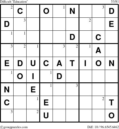The grouppuzzles.com Difficult Education-r5 puzzle for  with the first 3 steps marked