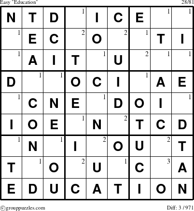 The grouppuzzles.com Easy Education-r9 puzzle for  with the first 3 steps marked