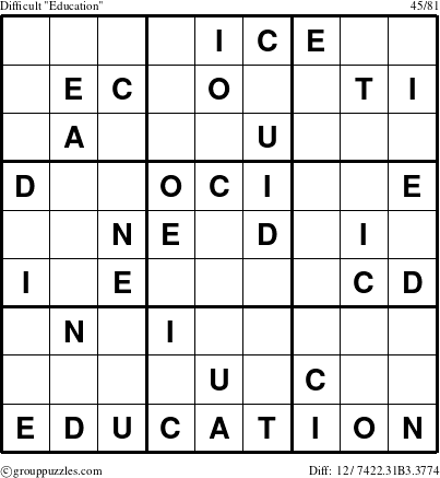 The grouppuzzles.com Difficult Education-r9 puzzle for 