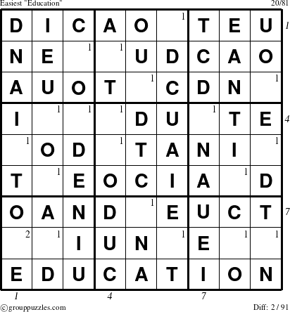 The grouppuzzles.com Easiest Education-r9 puzzle for  with all 2 steps marked