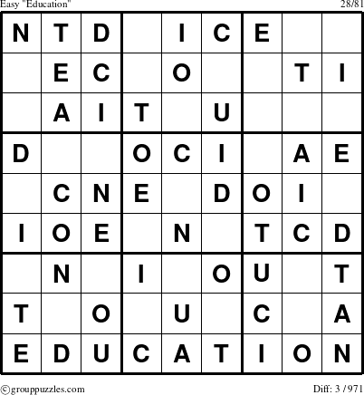 The grouppuzzles.com Easy Education-r9 puzzle for 
