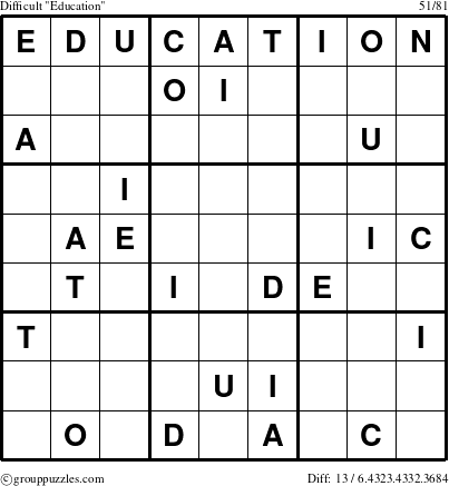 The grouppuzzles.com Difficult Education puzzle for 