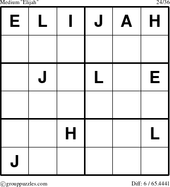 The grouppuzzles.com Medium Elijah puzzle for 