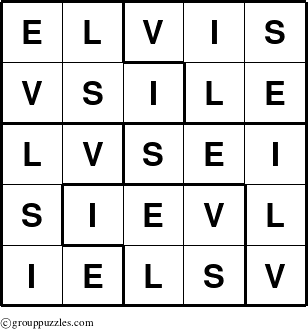 The grouppuzzles.com Answer grid for the Elvis puzzle for 