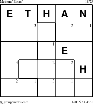 The grouppuzzles.com Medium Ethan puzzle for  with the first 3 steps marked