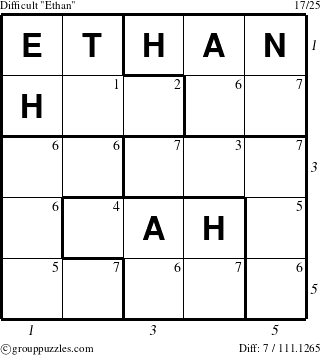 The grouppuzzles.com Difficult Ethan puzzle for  with all 7 steps marked