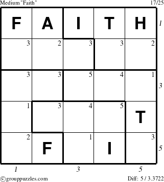 The grouppuzzles.com Medium Faith puzzle for  with all 5 steps marked