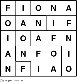 The grouppuzzles.com Answer grid for the Fiona puzzle for 