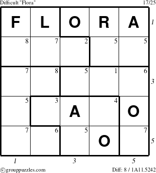 The grouppuzzles.com Difficult Flora puzzle for  with all 8 steps marked