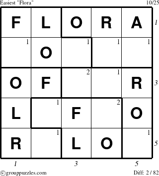 The grouppuzzles.com Easiest Flora puzzle for  with all 2 steps marked