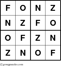 The grouppuzzles.com Answer grid for the Fonz puzzle for 