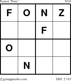 The grouppuzzles.com Easiest Fonz puzzle for 