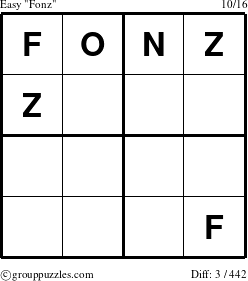 The grouppuzzles.com Easy Fonz puzzle for 