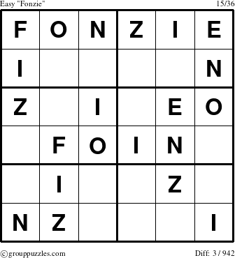 The grouppuzzles.com Easy Fonzie puzzle for 