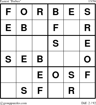 The grouppuzzles.com Easiest Forbes puzzle for 