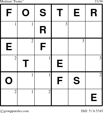 The grouppuzzles.com Medium Foster puzzle for  with the first 3 steps marked