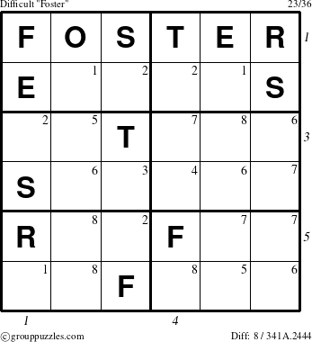 The grouppuzzles.com Difficult Foster puzzle for  with all 8 steps marked