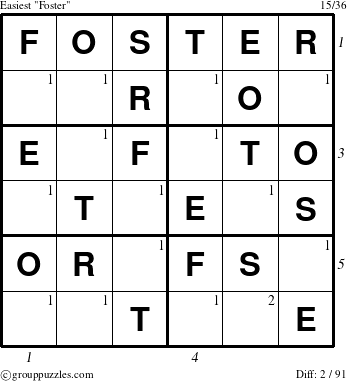 The grouppuzzles.com Easiest Foster puzzle for  with all 2 steps marked