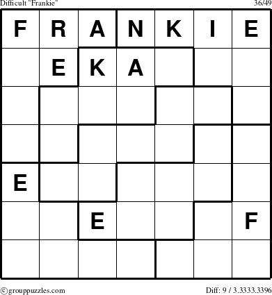 The grouppuzzles.com Difficult Frankie puzzle for 