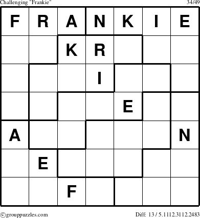 The grouppuzzles.com Challenging Frankie puzzle for 