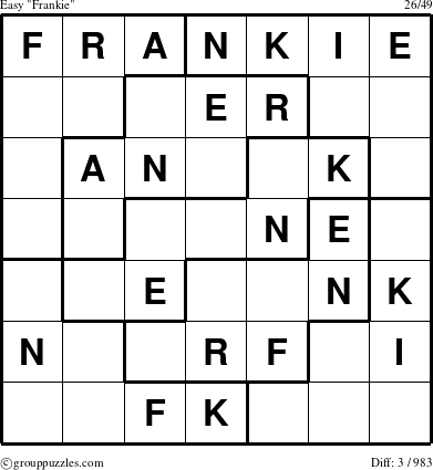 The grouppuzzles.com Easy Frankie puzzle for 