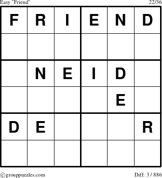 The grouppuzzles.com Easy Friend puzzle for 